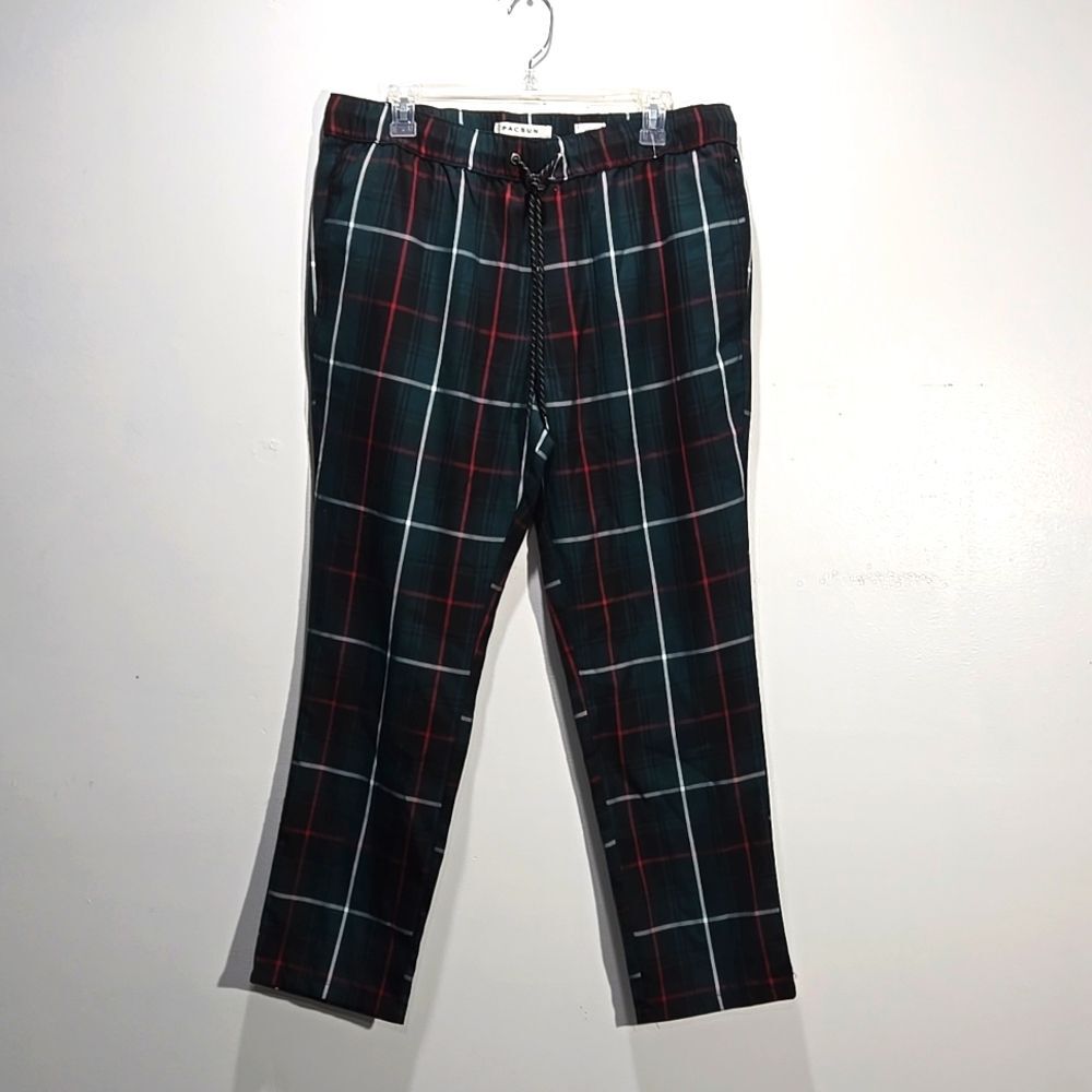 NEW Pacsun Joggers Plaid Drawstring Waist Large